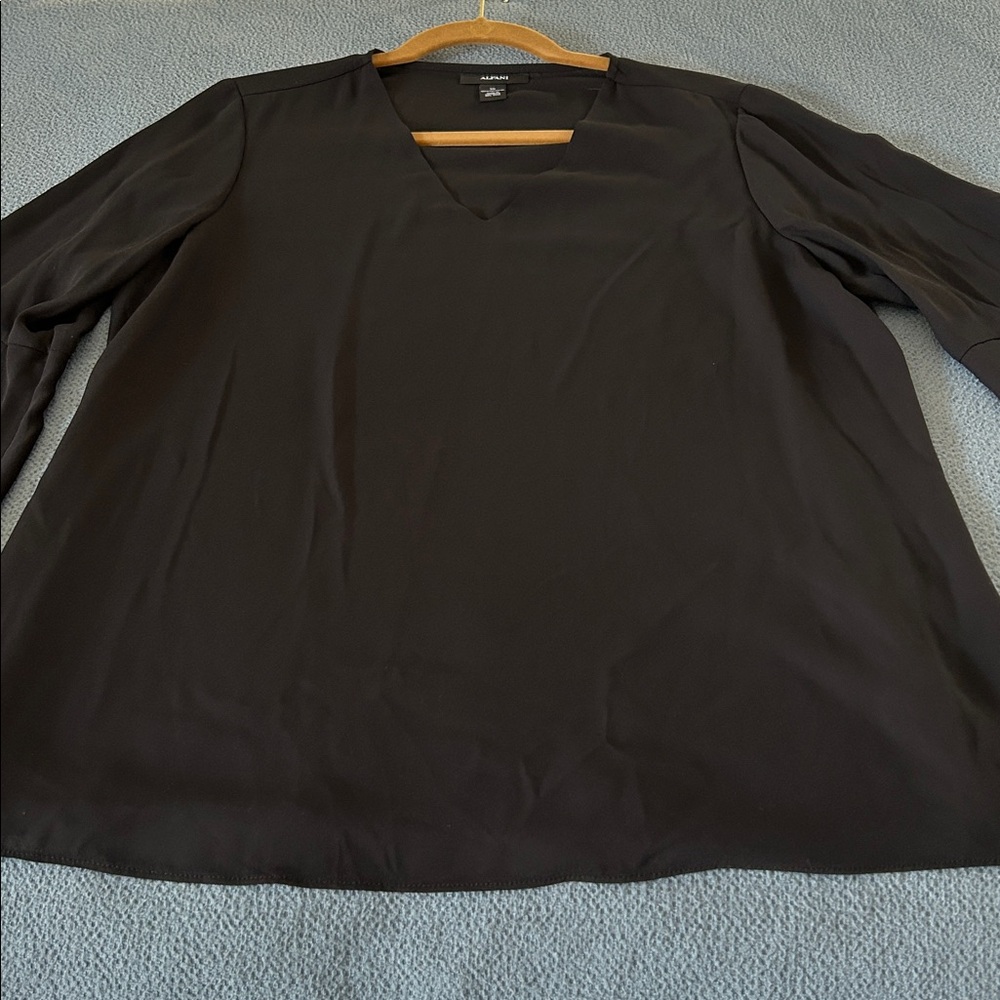 Alfani Black Flowy Blouse, bell sleeves.  Very stylish
